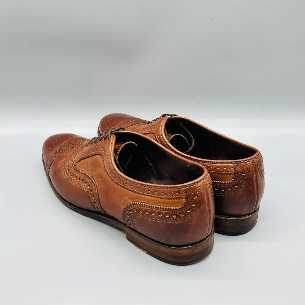 Allen Edmonds Shoes Mens 9.5 Brown Leather Cap Toe Oxford Slip On Dress Brogue